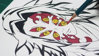 How to Draw Kokushibou Upper Moon 1  Demon Slayer Kimetsu no Yaiba [upl. by Willman]