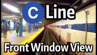 ⁴ᴷ⁶⁰ NYC Subway Front Window View  The C Line to Euclid Avenue [upl. by Alded]