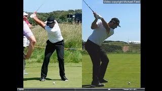 Jon Rahm golf swing  Long Iron faceon amp downtheline July 2017 [upl. by Yecram]