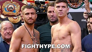 LOMACHENKO 1345 VS CAMPBELL 13425 OFFICIAL WEIGHIN AND FINAL FACE OFF [upl. by Araic]