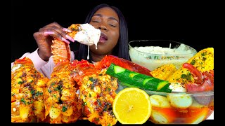 SEAFOOD BOIL MUKBANG LOBSTER TAIL MUKBANG SEAFOOD ALFREDO  CHEESE SAUCE MUKBANG [upl. by Olmstead]