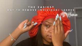 Easiest Way To Take Off Individual Lashes At Home Without Lash Remover  Painless Lash Removal [upl. by Nauqad]