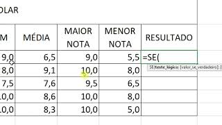 Função SE  Excel Boletim Escolar [upl. by Bouldon]