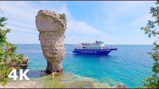 Tobermory FLOWERPOT Island Boat Cruise Tour on Lake Huron 4K [upl. by Meenen318]