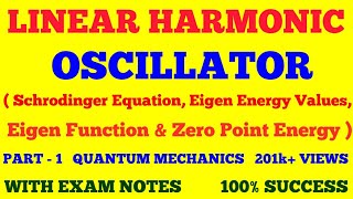 LINEAR HARMONIC OSCILLATOR IN QUANTUM MECHANICS  ONE DIMENSIONAL HARMONIC OSCILLATOR  PART  1 [upl. by Inail]