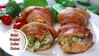 Bacon Wrapped Stuffed Chicken Recipe [upl. by Lawtun]