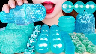 ASMR JEWELRY CANDY ICE JELLY SNOBALLS MARSHMALLOW CAKE 하늘색 디저트 먹방 EATING SOUNDS MUKBANG 咀嚼音 [upl. by Fortunia]