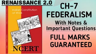 NCERT Class 11 Political Science CH7 FEDERALISM With Notes amp Important Questions [upl. by Eerrehs]