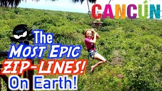 Most EPIC ZipLines on Earth Ninja Kids in Cancun [upl. by Izogn345]