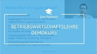 Betriebswirtschaftslehre Teil 1 IHK Fachwirt Demokurs BWL [upl. by Sucramed]