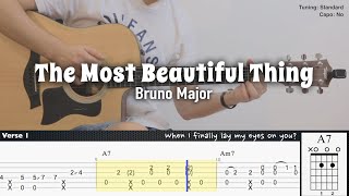 FREE TAB The Most Beautiful Thing  Bruno Major  Fingerstyle Guitar  TAB  Chords  Lyrics [upl. by Nosydam]