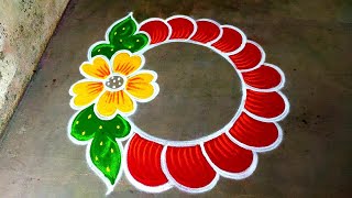 New year freehand rangoli designs2024 new year beautiful rangoli new year muggulu Amazingrangoli [upl. by Linda]