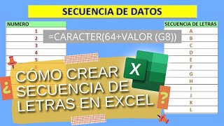 COMO CREAR SECUENCIA DE LETRAS EN EXCEL [upl. by Lihka]