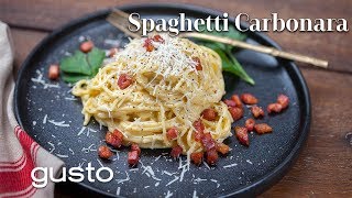 How to Make Classic Spaghetti Carbonara  Bonacinis Italy [upl. by Eehtomit]