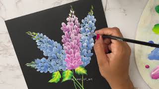 How to paint One stroke flower Larkspur Delphinium  July Birth flower  easy acrylic tutorial [upl. by Haskel442]