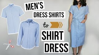 Mens Dress Shirts to Shirt Dress EASY DIY REFASHION  Episode 10 [upl. by Felicio]