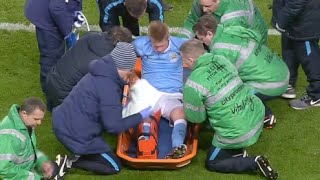 De Bruyne horrible injury vs Everton 2712016 [upl. by Dempster289]