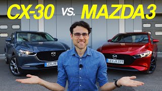 Mazda 3 vs CX30 comparison review  hatch or SUV SkyactivX inside [upl. by Kcirederf]