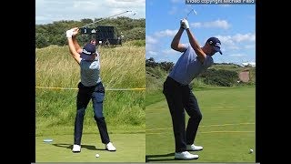 Justin Thomas golf swing  Long Iron faceon amp downtheline July 2017 [upl. by Leina963]