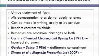 Misrepresentation Lecture 1 of 4 [upl. by Davide]