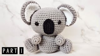 KOALA  PART 1  HEAD amp BODY NOSE  HOW TO CROCHET  AMIGURUMI TUTORIAL [upl. by Ayouqes]