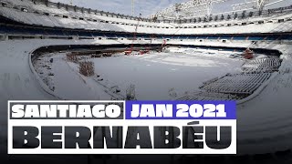 ❄️🏟️ Real Madrids Santiago Bernabéu stadium covered in SNOW [upl. by Liew]