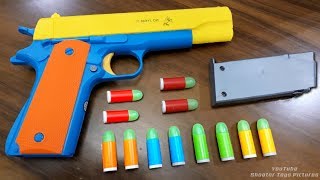 Realistic Toy Gun Size 11 Scale 45 ACP COLT  Smith Wesson Model Toy  Rubber Bullet Toy Pistol [upl. by Aetnahc]