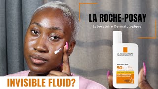 LA ROCHE POSAY ANTHELIOS ULTRALIGHT INVISIBLE FLUID SPF 50  DEMO amp REVIEW ON DARK SKIN [upl. by Akerahs487]