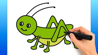 How To Draw A Grasshopper Easy Drawing Tutorial [upl. by Erlewine]