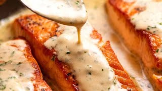 Salmon with Creamy Herb amp Garlic Sauce [upl. by Olimpia]