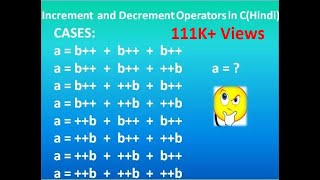 Increment and Decrement Operators in C in Hindi  12 Cases [upl. by Ecnarrot]