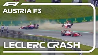 Arthur Leclerc HUGE CRASH F3 Austria 2021 [upl. by Kcirrej]