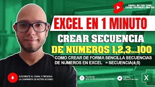 COMO Crear Secuencia de Numeros en EXCEL 🔴EXCEL BASICO SHORTS [upl. by Oneal]